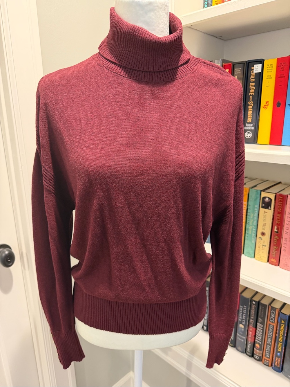 White House Black Market Burgundy Turtleneck Sweater